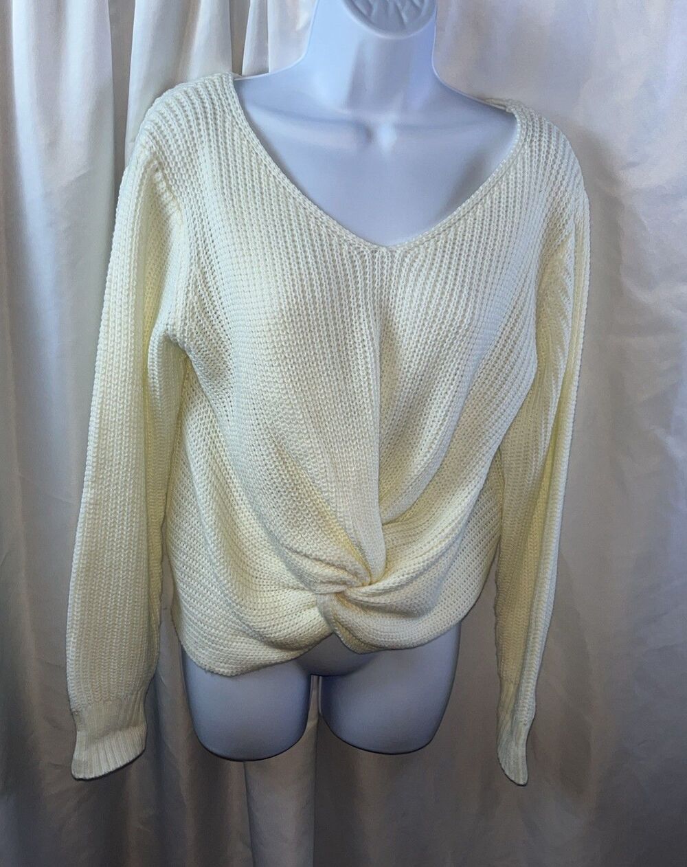 Sage The Label Women’s Hold You Close Cream Knotted From Pullover Sweater Size M